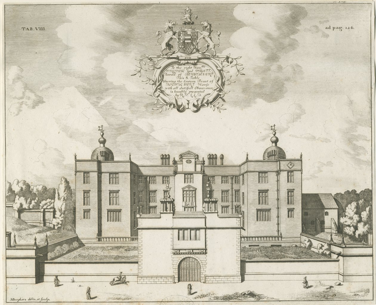 Beaudesert Hall és Park: rézmetszet, nd [1653-1686] alkotó: Michael Burghers