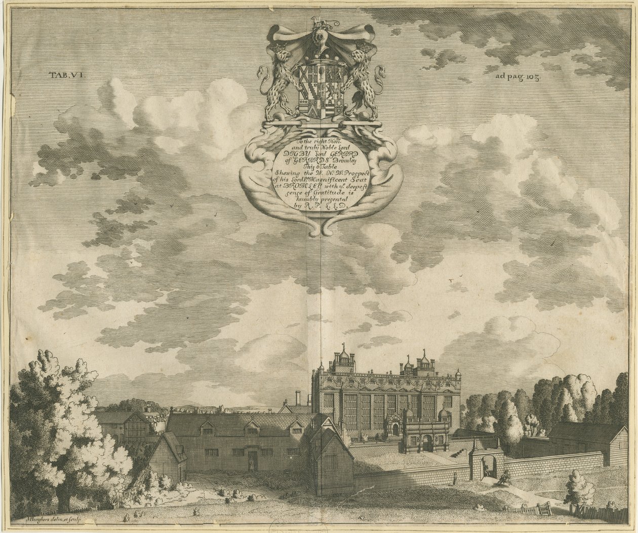 Gerards Bromley Hall: metszet, nd [1653-1686] alkotó: Michael Burghers