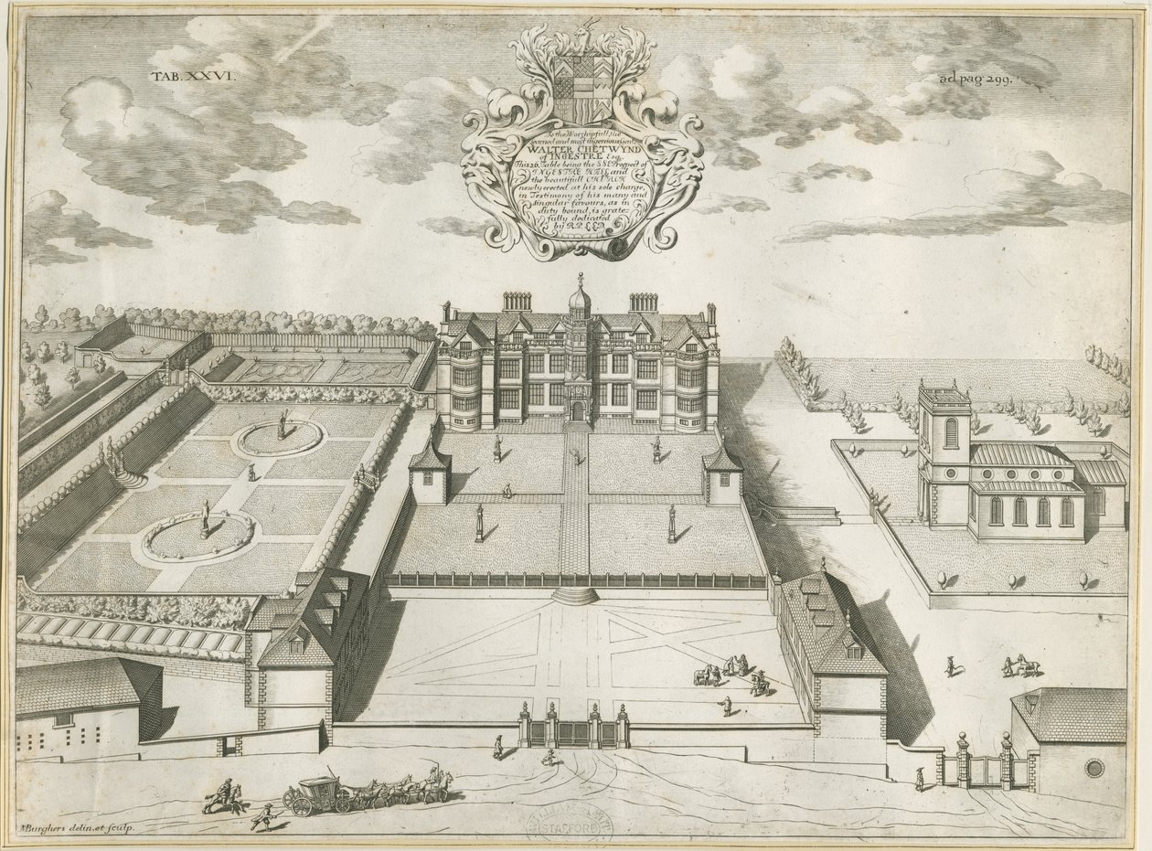 Ingestre Hall: rézmetszet, nd [1653-1686] alkotó: Michael Burghers