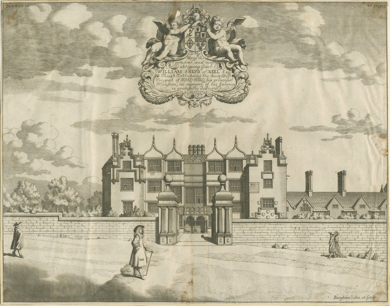Keele Hall: rézmetszet, nd [1653-1686] alkotó: Michael Burghers