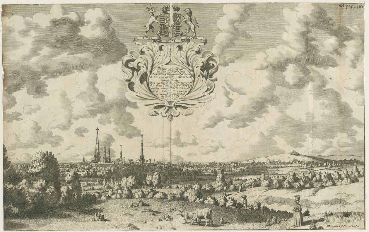 Lichfield – West North West Prospect: rézmetszet, nd [1653-1686] alkotó: Michael Burghers