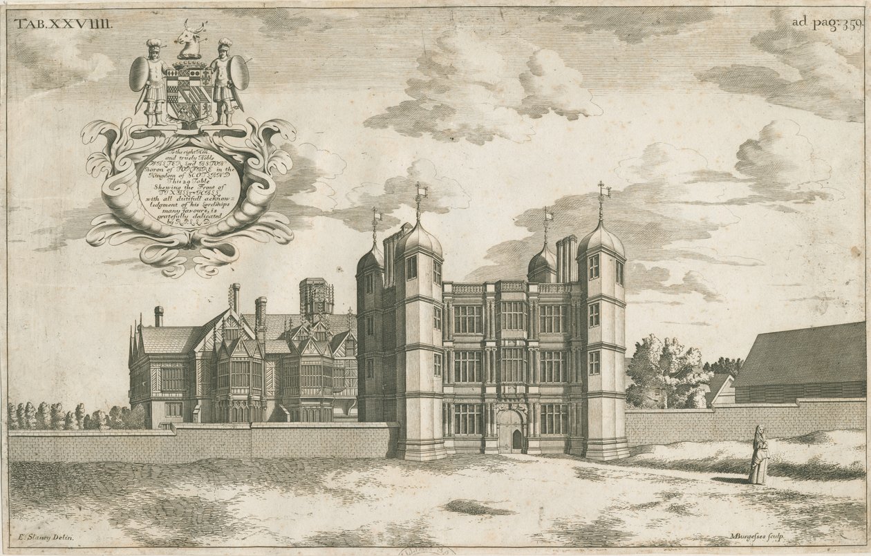 Tixall Hall és Gatehouse: rézmetszet, nd [1686] (nyomtatás) alkotó: Michael Burghers