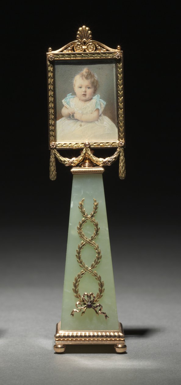 Bekeretezett miniatűr: Olga nagyhercegnő portréja, Peter Carl Fabergé (1846-1920) cége, Johannes Zehngraf (1857-1908) miniatúrája 1896 előtt (arany, rubin, gyémánt, gouache, elefántcsont, üveg) (lásd még: 499672 & 499674) alkotó: Michael Evlampievich Perkhin