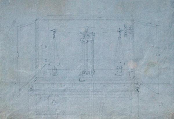 Kémiai mérleg, Michael Faraday vendégkönyvéből (toll és tinta papíron) alkotó: Michael Faraday
