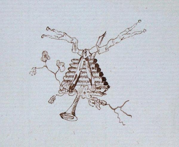Rajz Michael Faraday vendégkönyvéből (toll és tinta papíron) alkotó: Michael Faraday