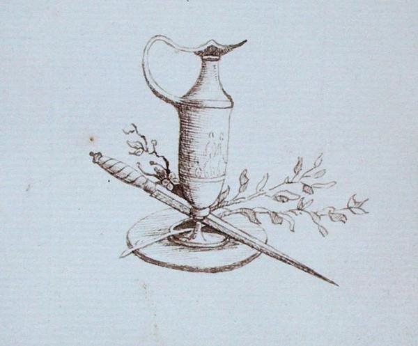 Rajz Michael Faraday vendégkönyvéből (toll és tinta papíron) alkotó: Michael Faraday