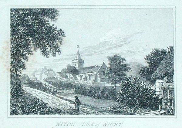Niton templom, Wight-sziget, Michael Faraday albumából (metszet) alkotó: Michael Faraday