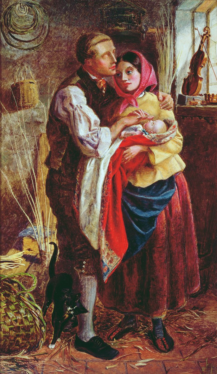 A vak kosárkészítő első gyermekével, 1858 alkotó: Michael Frederick Halliday