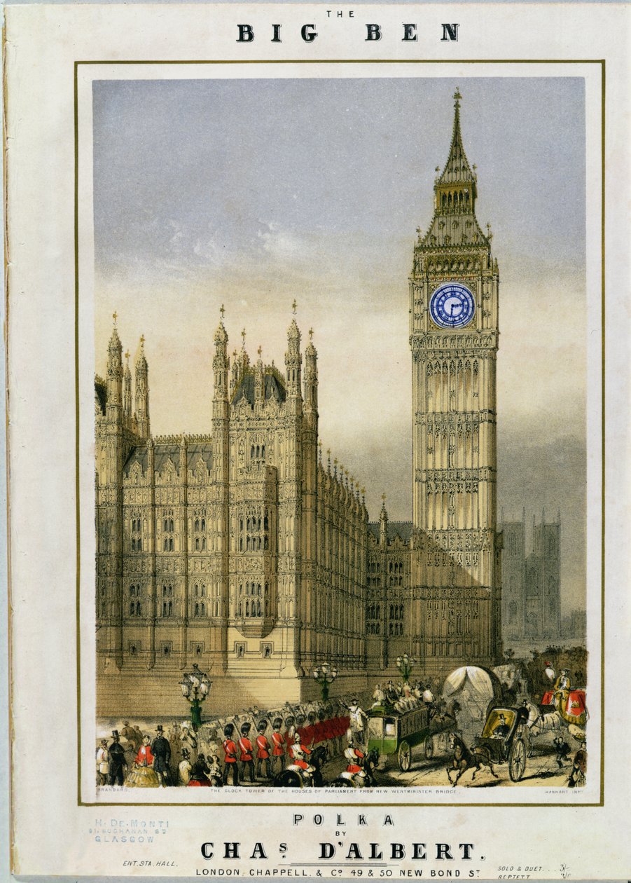 Big Ben Polka, zenei borító kocsma. szerző: Hanhart, 1862 körül alkotó: Michael Hanhart