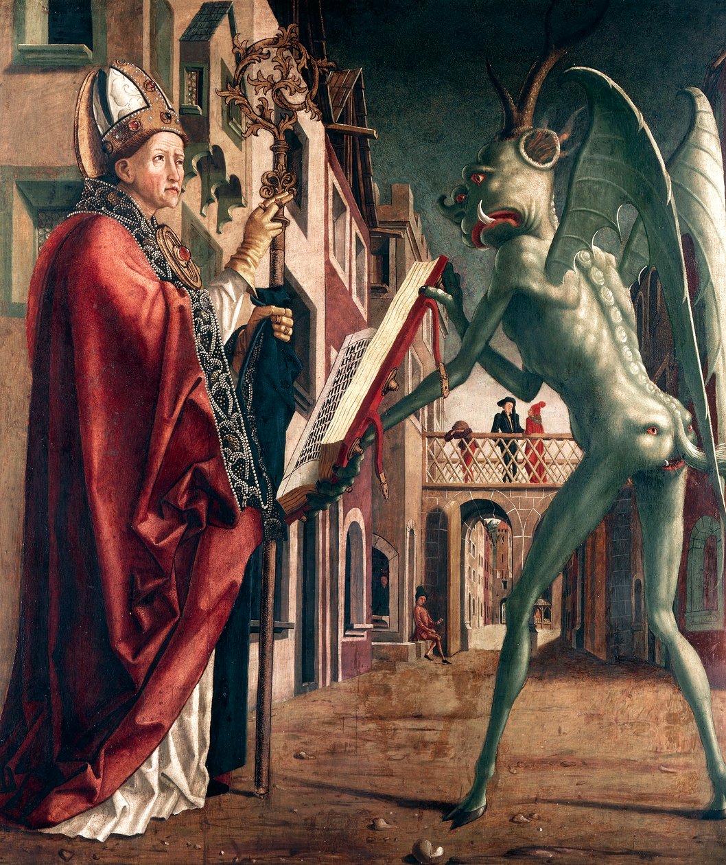 Szent Wolfgang és az ördög, Szent Wolfgang élete alkotó: Michael Pacher