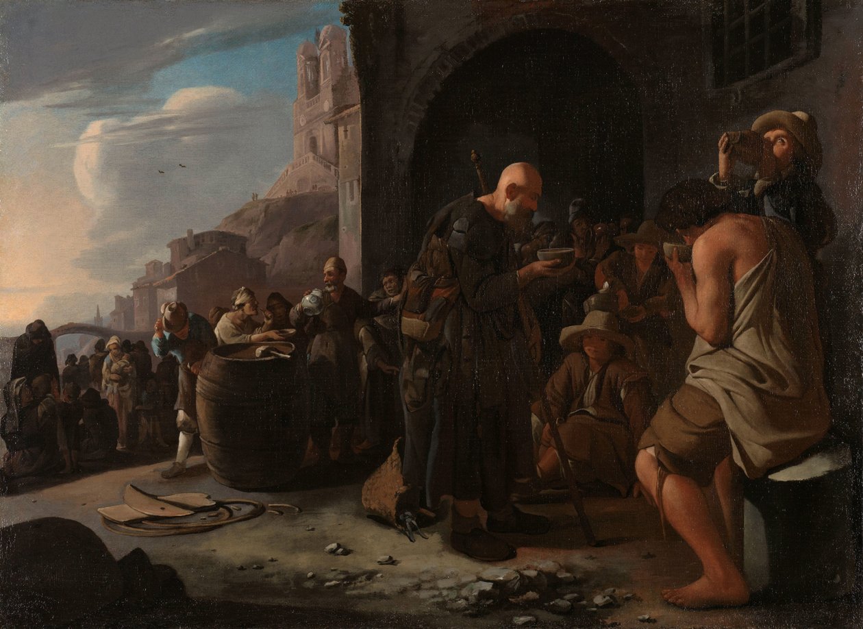 Refreshing the Thirsty De dorstigen laven   1392983   hu       hungarian Successfully Translated  Original: Queen of Naples Marie Caroline (Maria Carolina) of Austria (1752-1814¿fleeing Naples to seek refuge in Sicily at the time of the French occupation T alkotó: Michael Sweerts