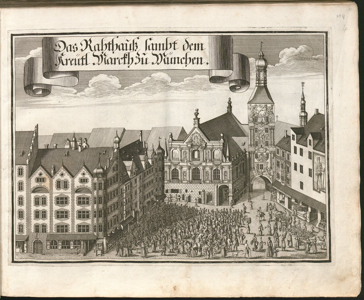 Német: Das Rahthauß sambt dem Kreütl. Marckh zu München alkotó: Michael Wening