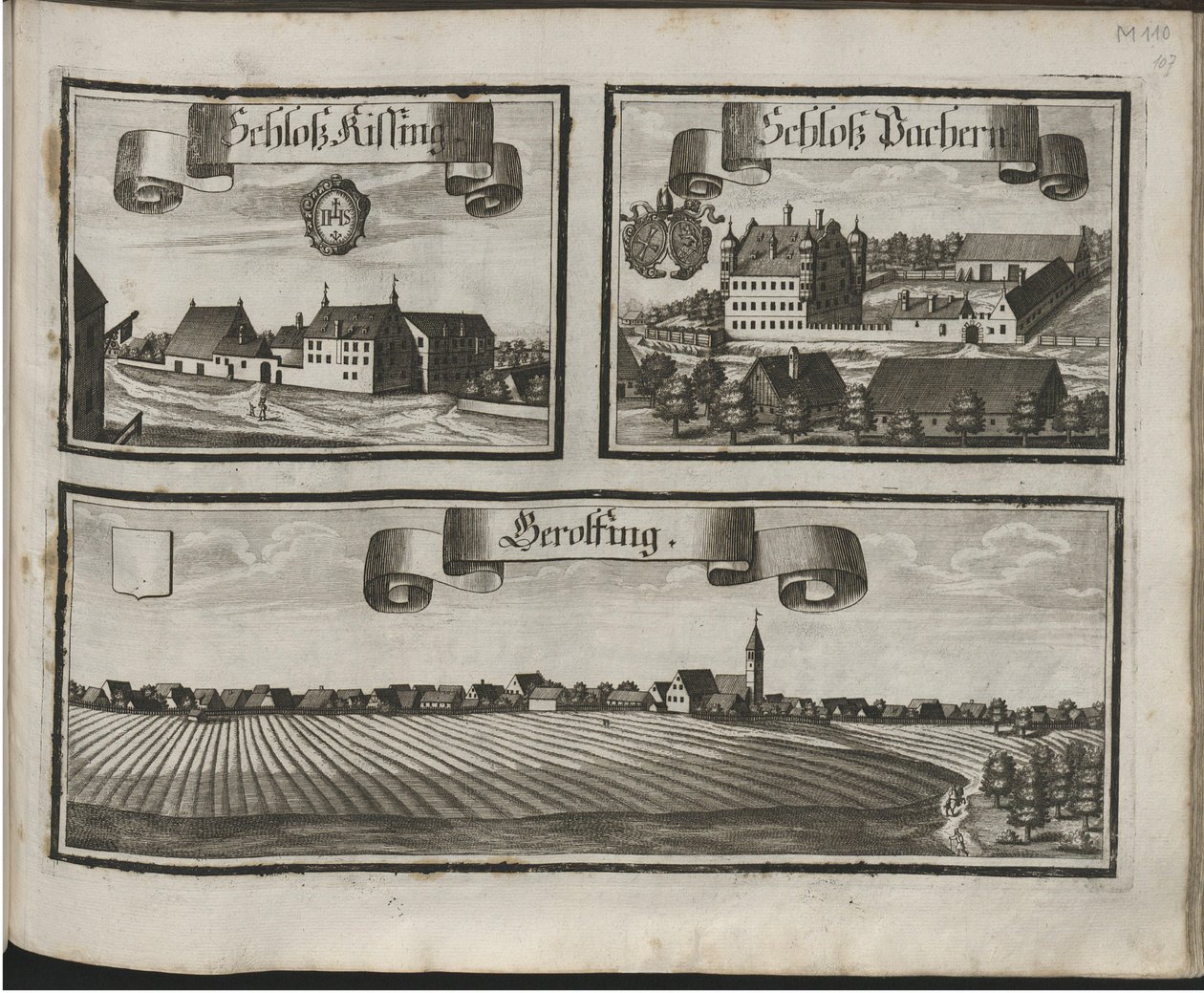 Németül: Historico-Topographica Descriptio. Azaz: Leírás, deß Churfürsten- und Hertzogthums Ober- und Nidern Bayrn : Welches In vier Theilter oder Renntämbter, Als Oberlandts München und Burgkhausen, Unterlandts aber in Landshuet und Straubing abgett. alkotó: Michael Wening