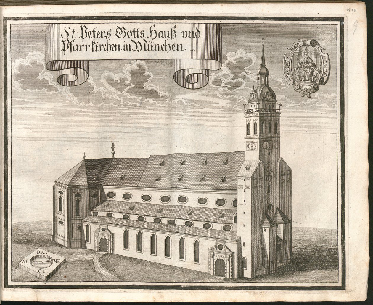 Német: St Peters Gotts Hauß és plébániatemplomok Münchenben alkotó: Michael Wening