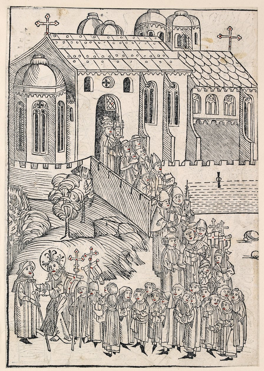 Krisztus zarándokot köszönt, c1491 alkotó: Michael Wolgemut