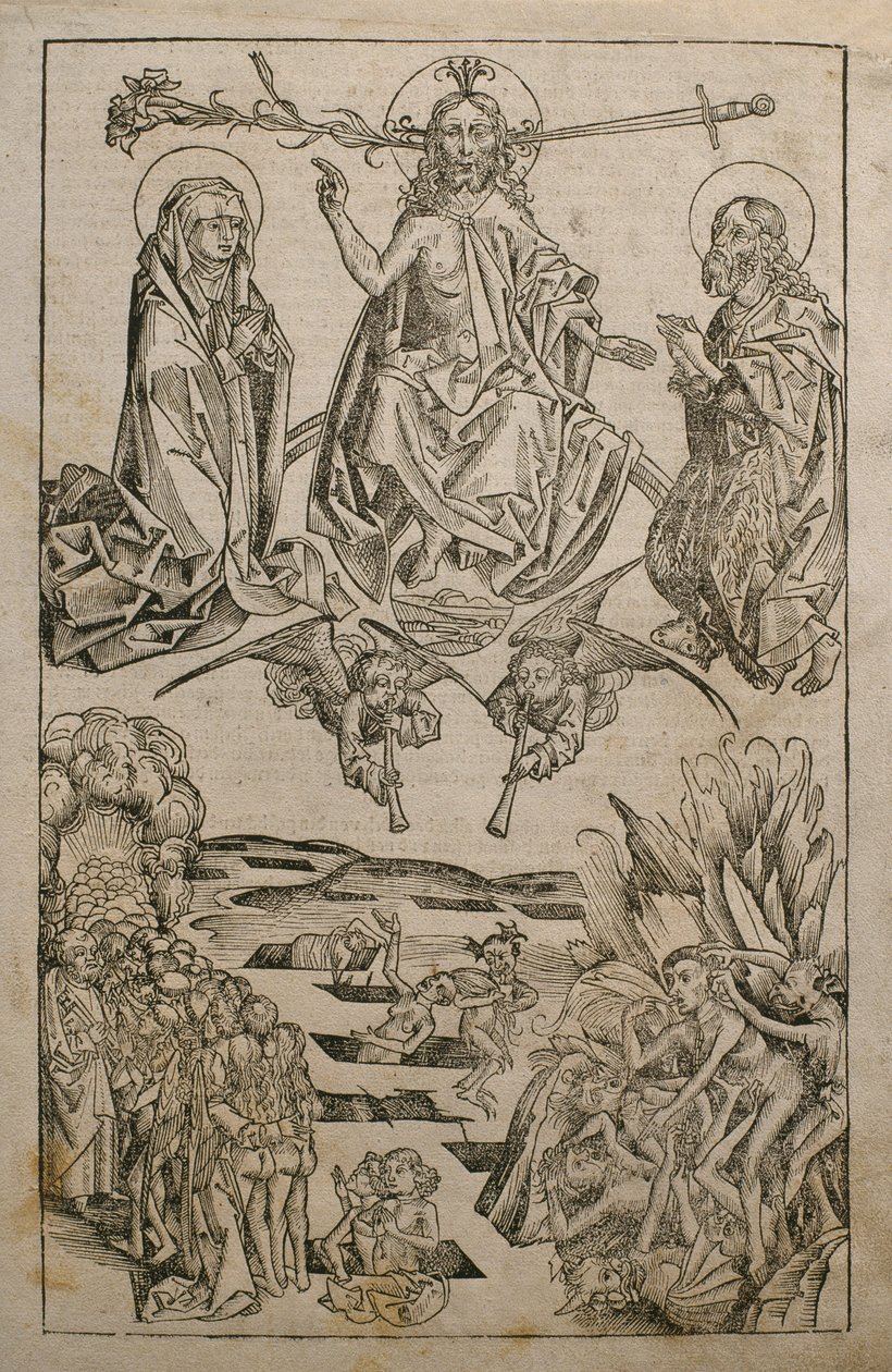 Az utolsó ítélet, Hartmann Schedel (1440-1514) „Liber Chronicarum” illusztrációja, Nürnbergben, 1493 alkotó: Michael and Pleydenwurff, W. Wolgemuth