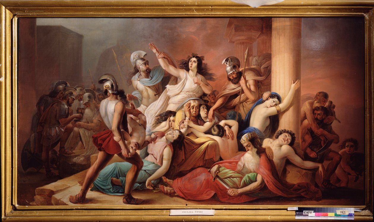 Trója bukása (A legendás város ostromának győztes görög harcosai) - Trója bukása - Mihail Ivanovics Skotti (1814-1861), olaj, vászon - orosz művészet alkotó: Michail Ivanovich Skotti