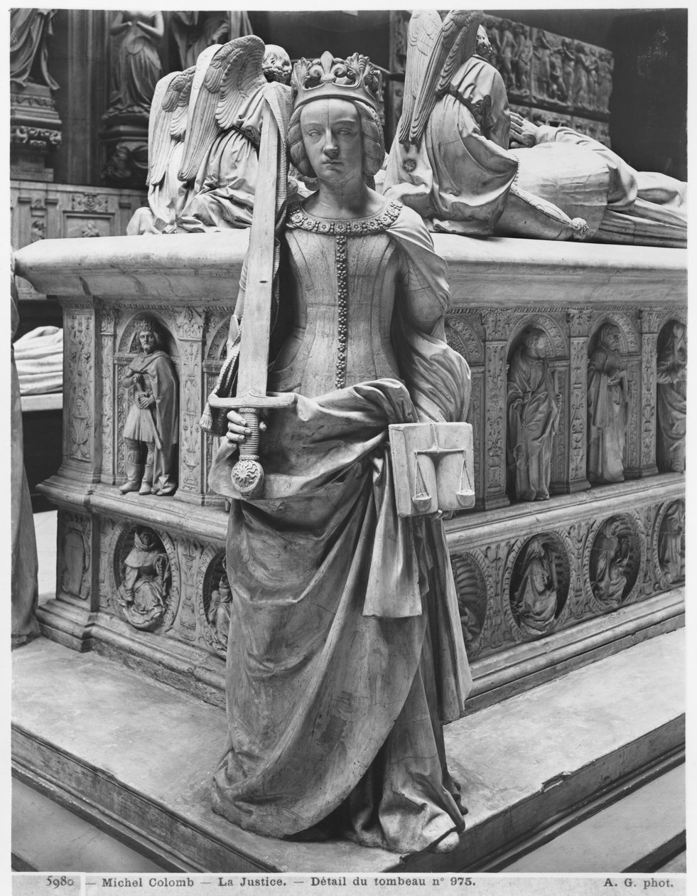 Nantes, Szent Péter és Szent Pál székesegyház, II. Ferenc, Bretagne hercegének és Foix-i Margitnak a síremléke, az Igazságosság részlete, 1502-07 gipszöntvény márványból kétoldalas fotó alkotó: Michel Colombe