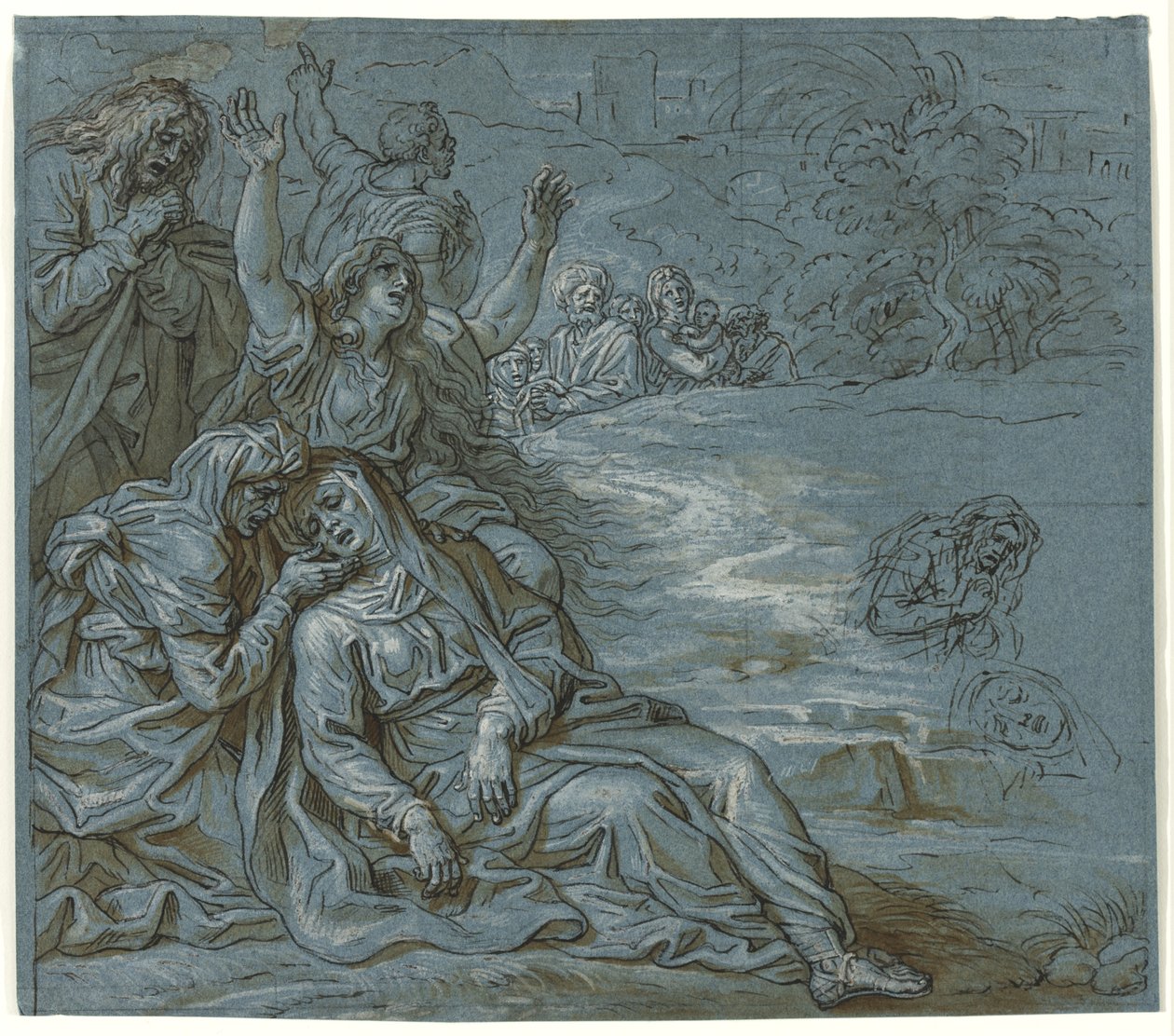 Siralom, 1680 körül (toll és tus, ceruzával, ceruzával átmosva, papírra) alkotó: Michel des Gobelins Corneille