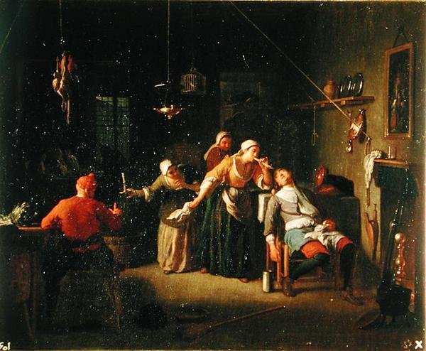 Taverna jelenet (olaj, vászon) alkotó: Michel Ange Houasse