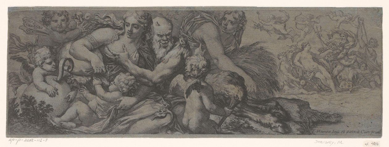 Faun met bacchante en putti alkotó: Michel Dorigny (attributed to)
