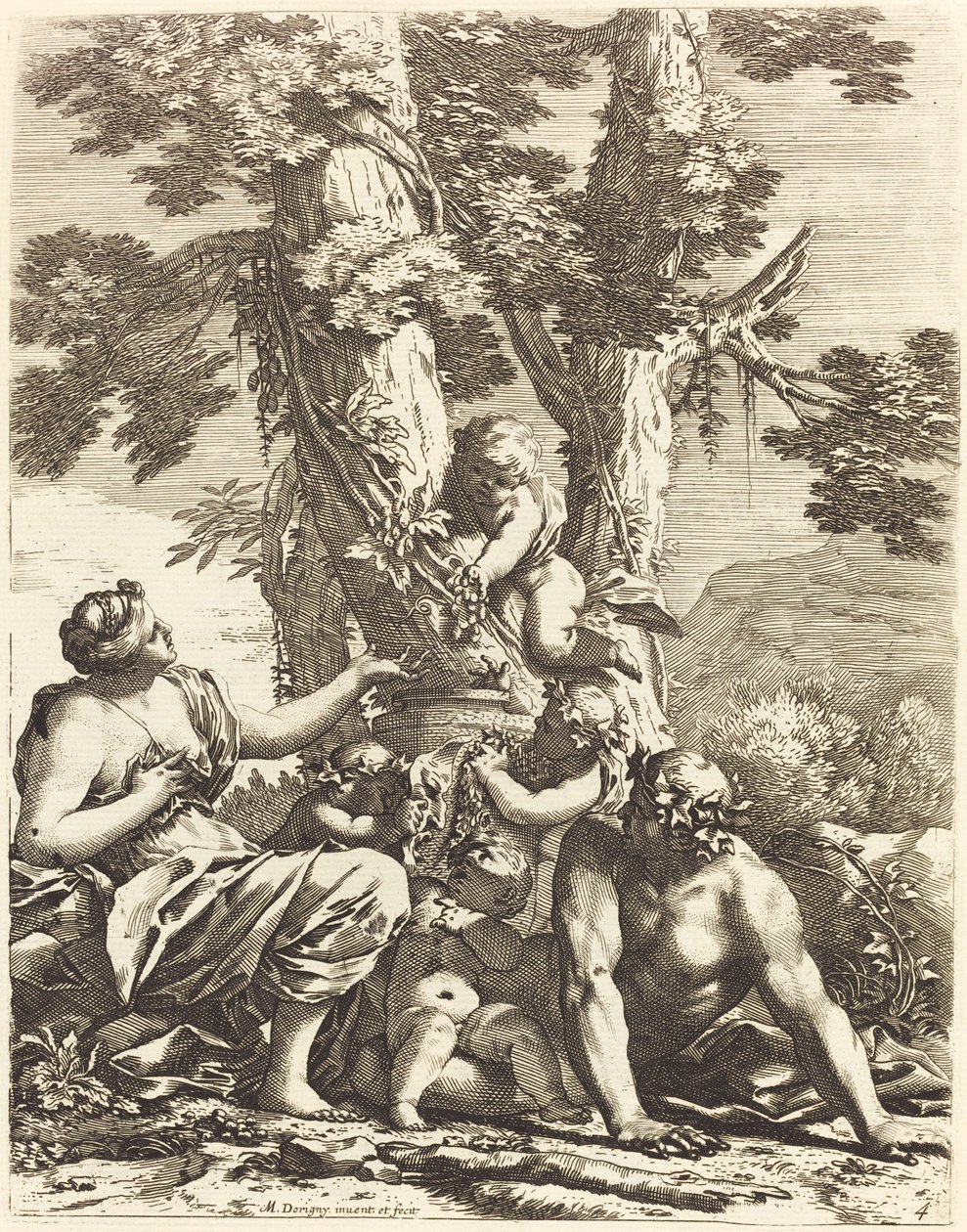 Bacchanal ülő Bacchante-val alkotó: Michel Dorigny