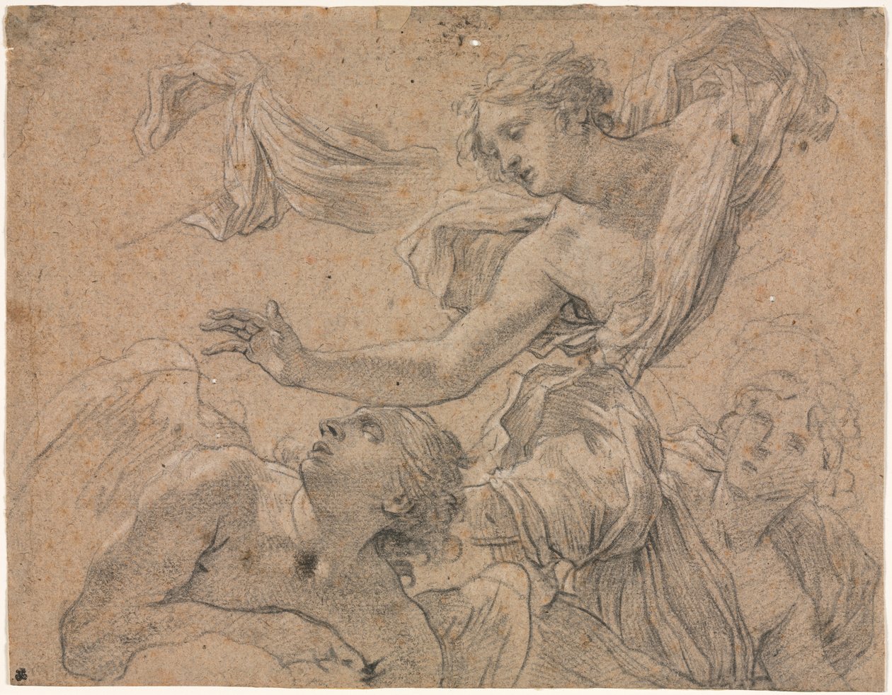 Tanulmányok az angyalokról recto, Panthea Cyrus verso előtt, 1655-1660. alkotó: Michel Dorigny