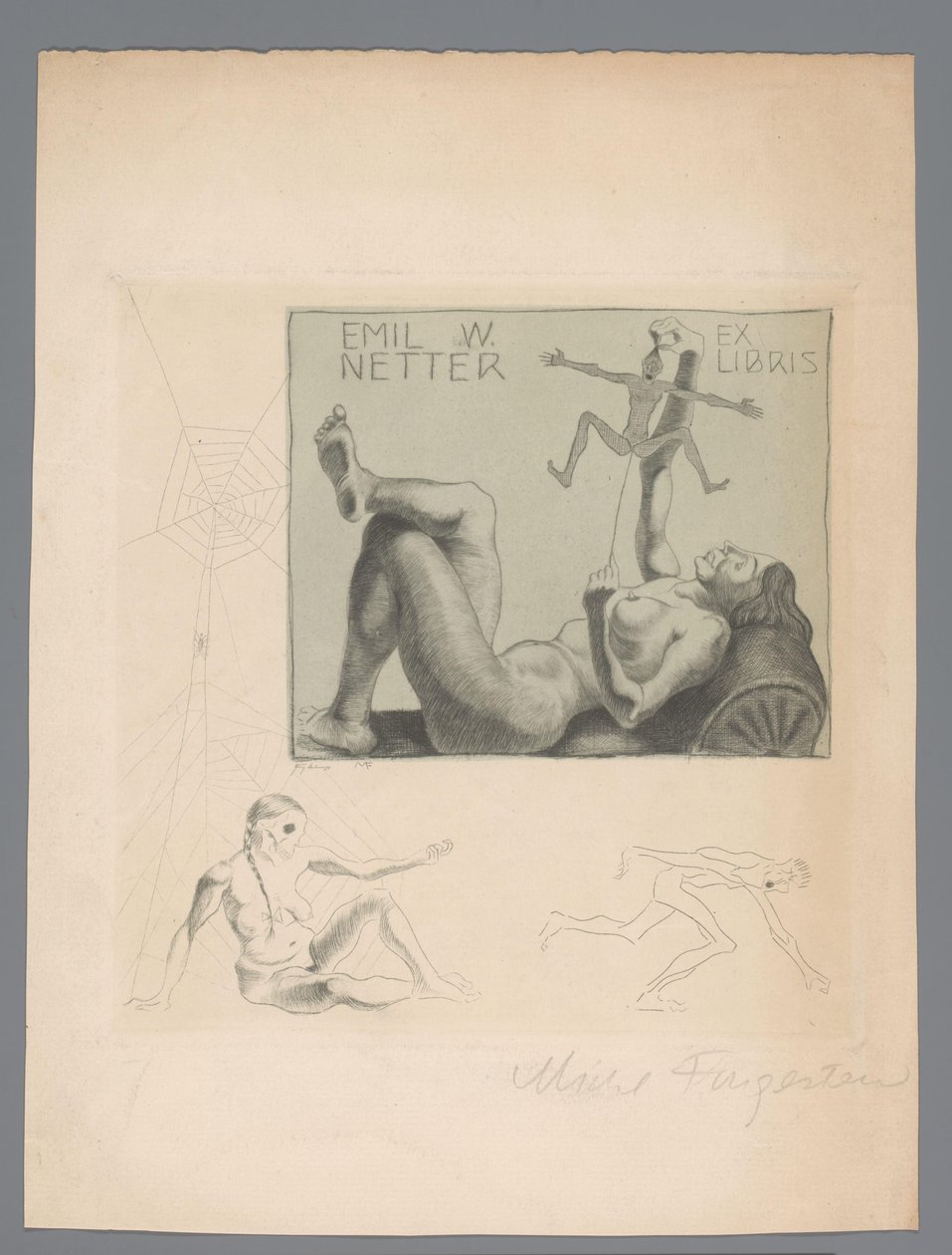 Ex libris van Emil W. Netter alkotó: Michel Fingesten (signed by artist)