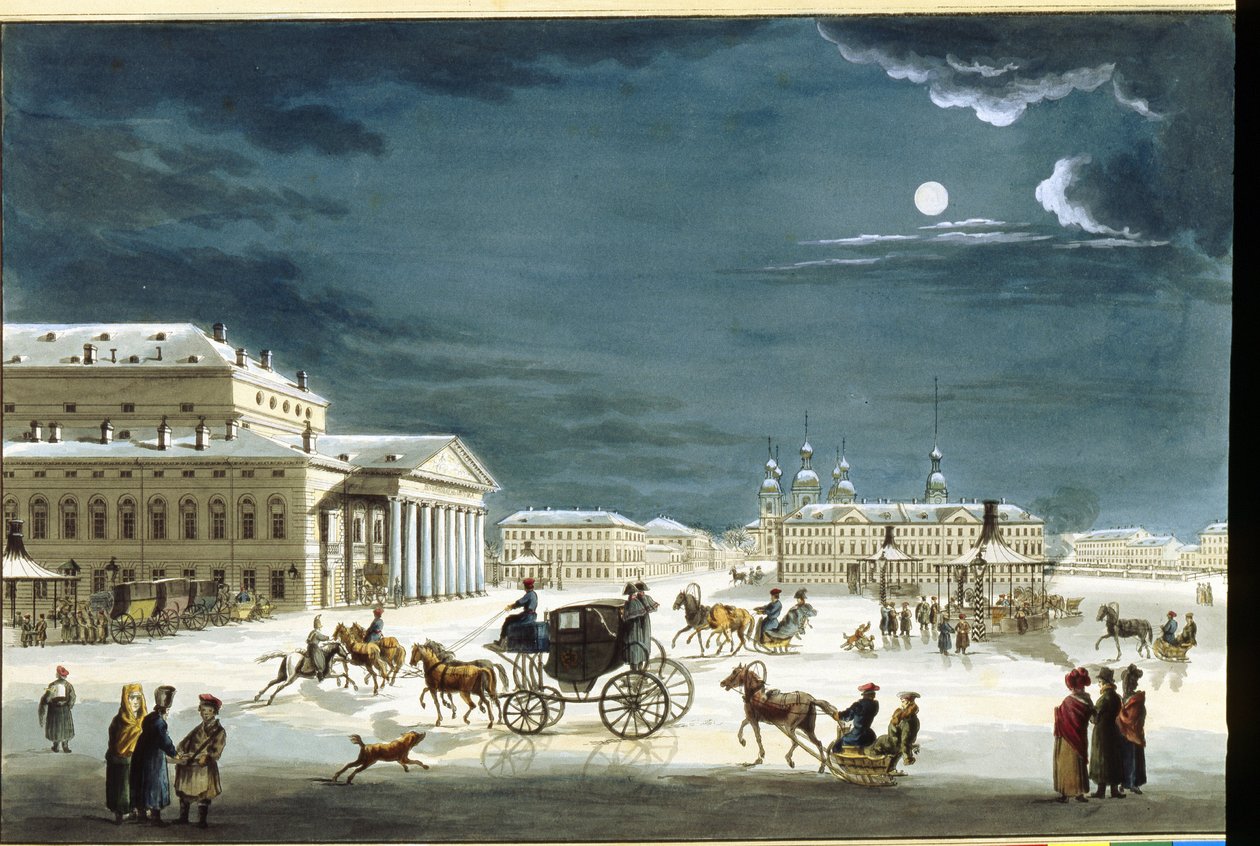 Le Theatre Imperial Bolsoj Kamenny a Saint Petersburg (The Saint Petersburg Imperial Bolsoj Kamenny Theatre). Michel Francois Damam Demartrait (1763-1827) munkája, mise en couleur a l