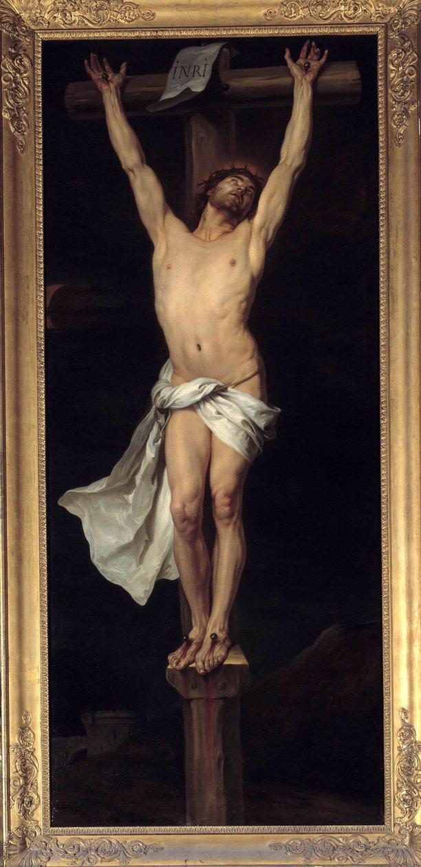 Krisztus a kereszten. Illessze be a keresztbe az „INRI” jelet. Michel Francois Dandre Bardon (vagy Dandre-Bardon 1700-1783) festménye. Szentlélek templom, Aix en Provence alkotó: Michel Francois Dandre Bardon