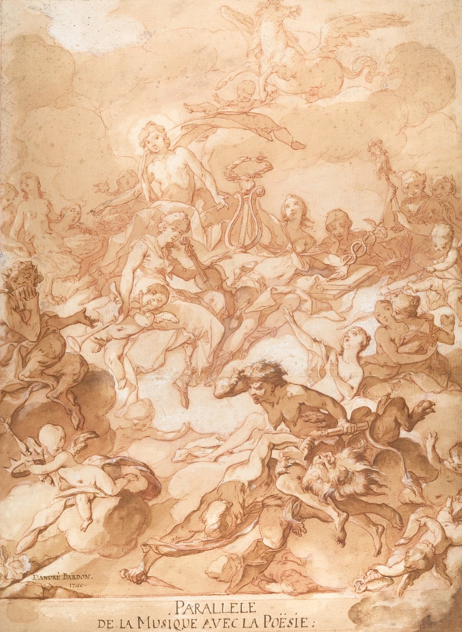 Zenét és költészetet összehasonlító allegória, 1740. alkotó: Michel Francois Dandre Bardon