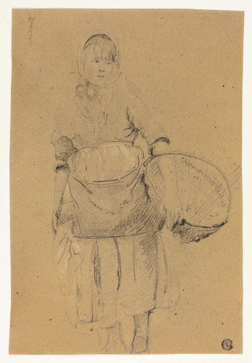 Fisher lány kosárral alkotó: Michel Francois Dandre Bardon