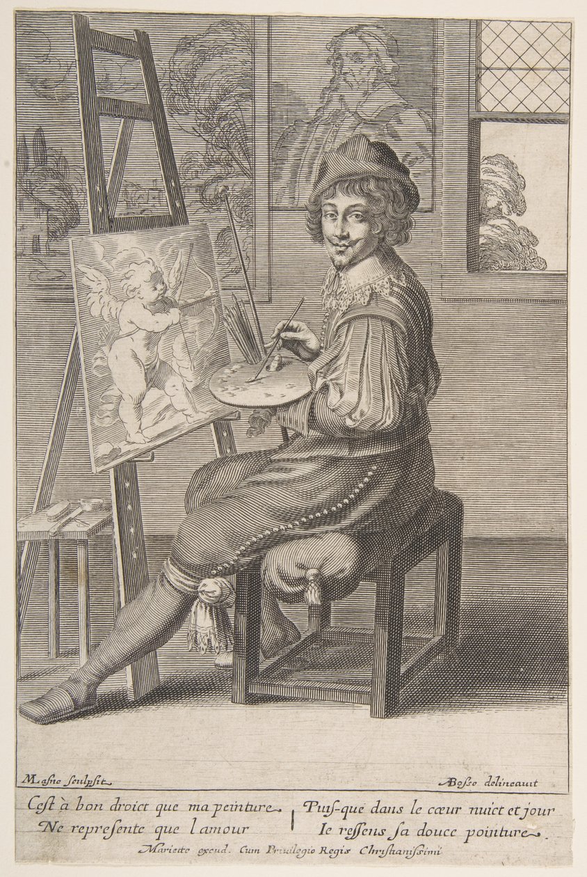 Festő festőállványon, 1620-67. alkotó: Michel Lasne