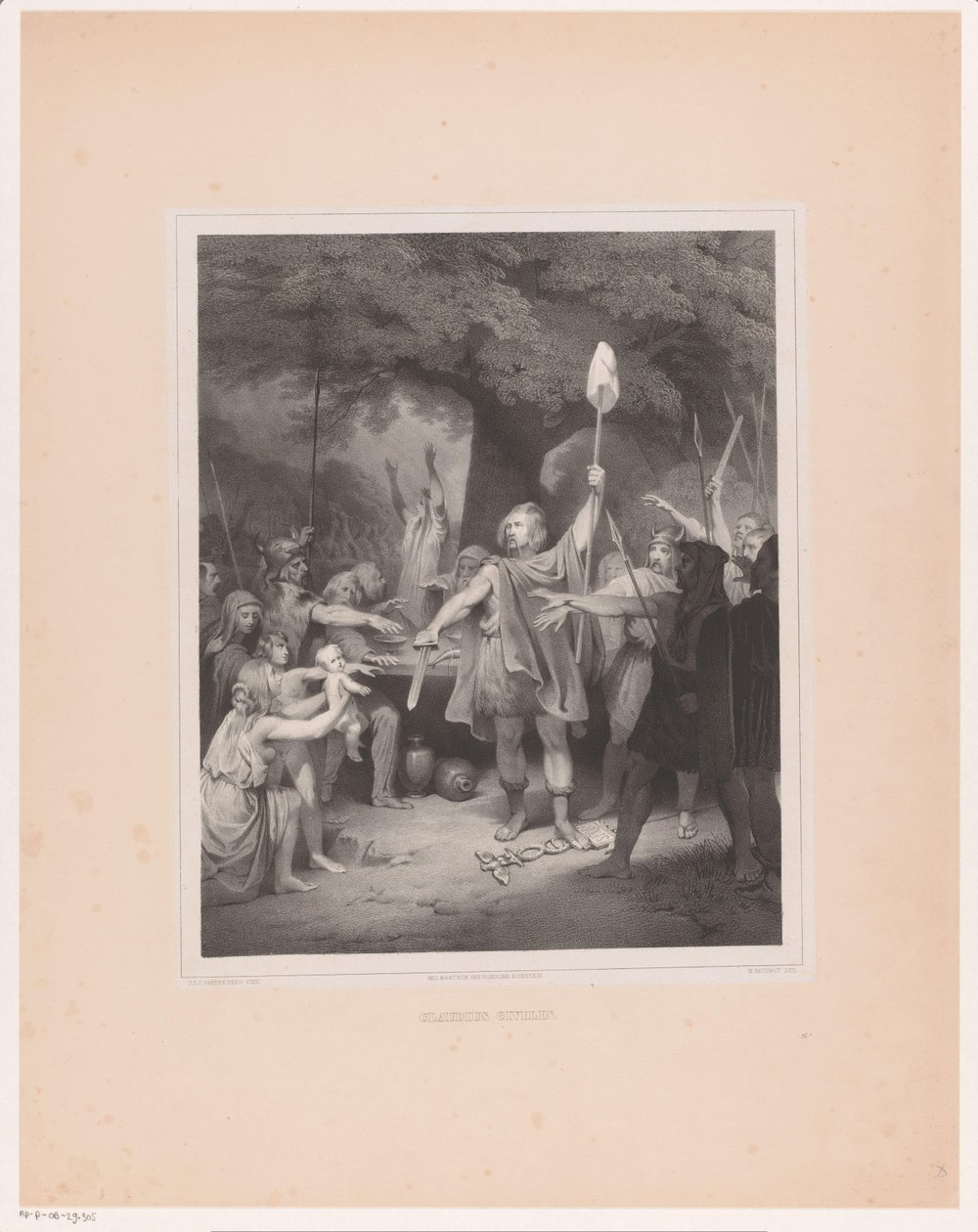 Julius Civilis a rómaiak ellen esküszik Claudius Civilis (cím a tárgyon) alkotó: Michel Mourot