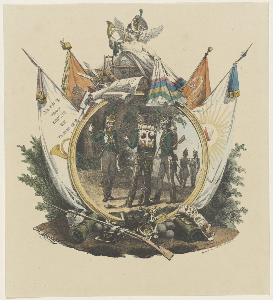 Medallion az Utrechti Egyetem önkéntes vadászaival, 1830 alkotó: Michel Mourot