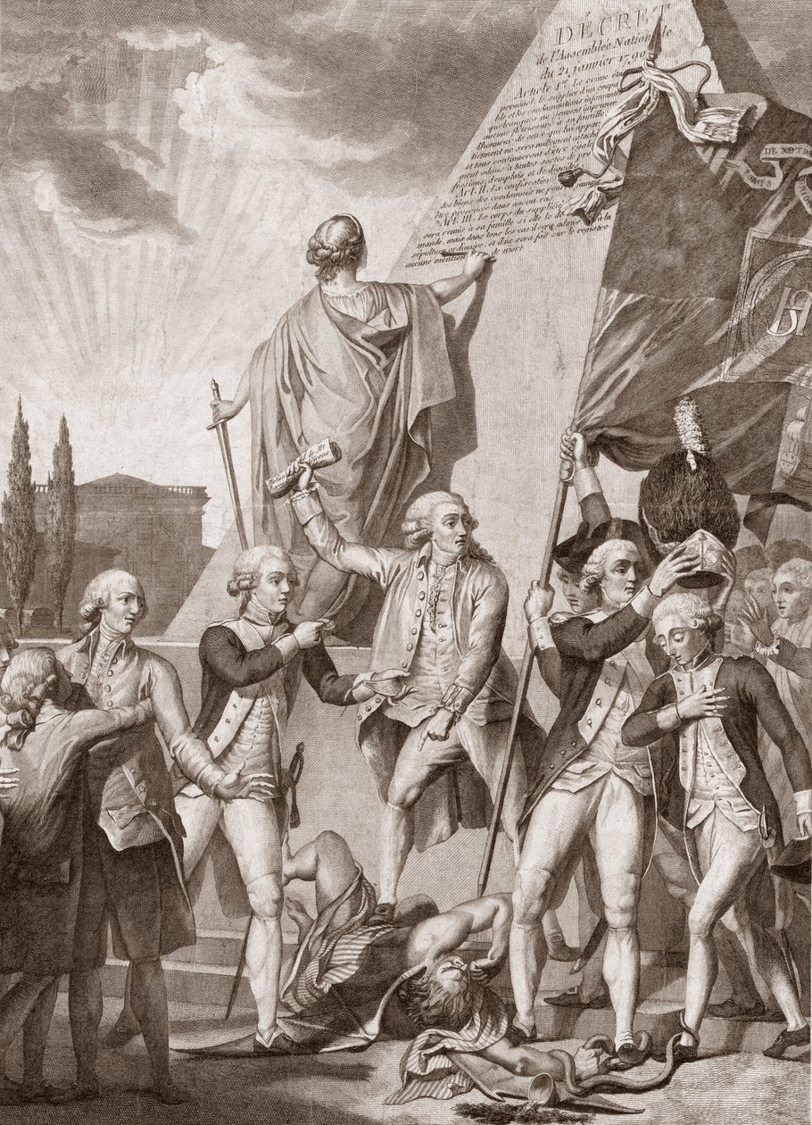Michel Picquenot (1747-1814). A filozófia és a hazaszeretet allegóriái, az előítéletek démonának győztesei - Philosophy et le Patriotisme victors du demon des Prejudices - Michel Picquenot (1747-1814). alkotó: Michel Picquenot