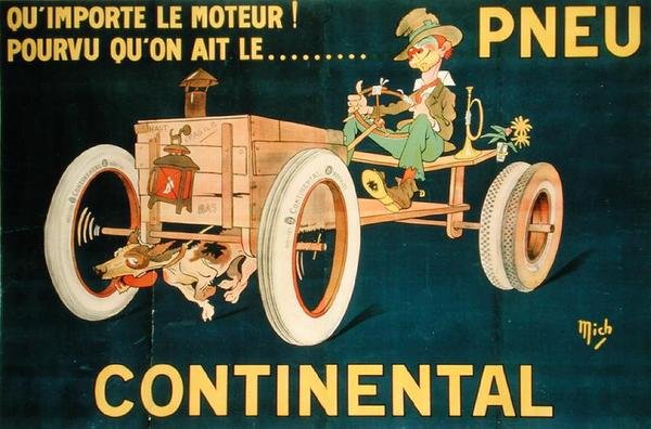 Continental gumiabroncsok hirdetése (színes litho) alkotó: Michel called Mich Liebeaux