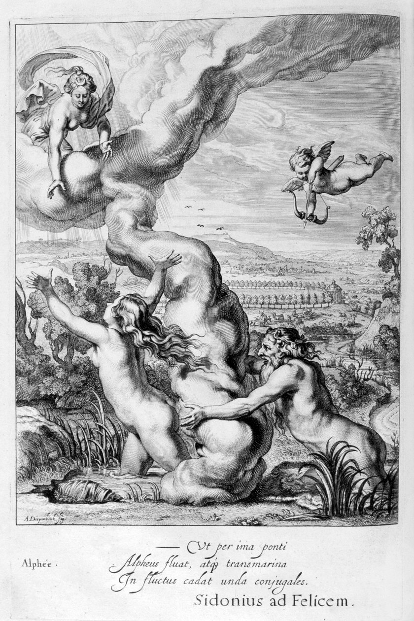 Arethusa, akit Alfeusz üldöz, és szökőkúttá változtatta, 1655 alkotó: Michel de Marolles