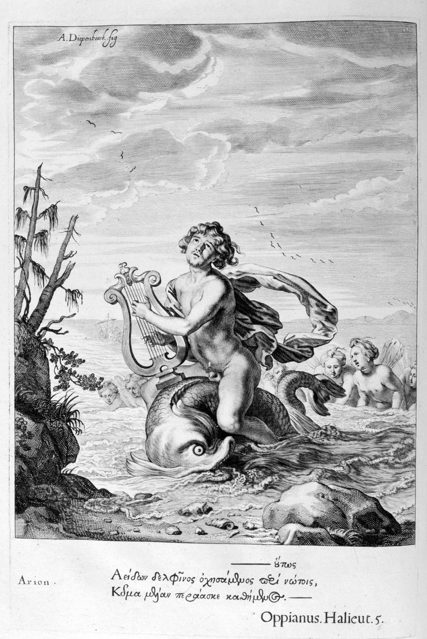 Ariont egy delfin megmentette, 1655 alkotó: Michel de Marolles