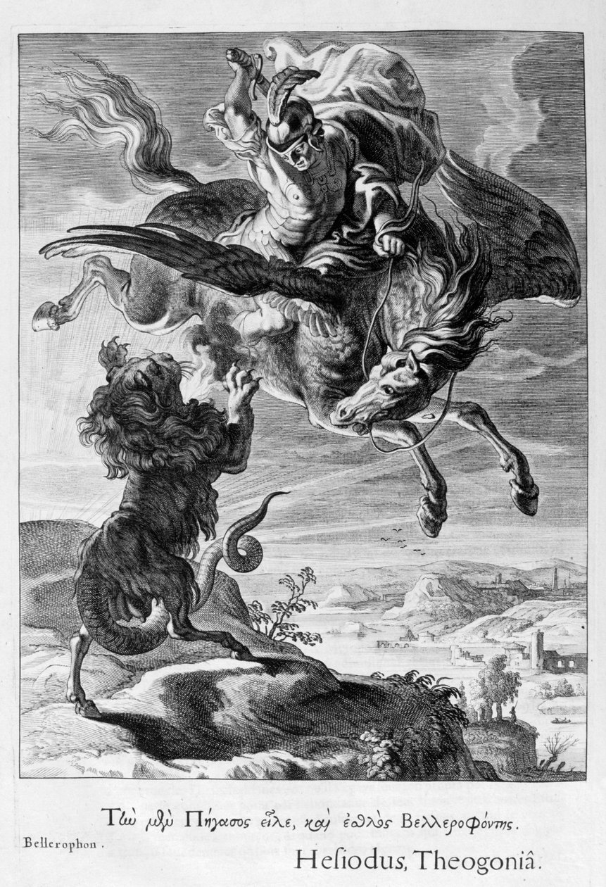 Bellerophon harcol a kimérával, 1655 alkotó: Michel de Marolles