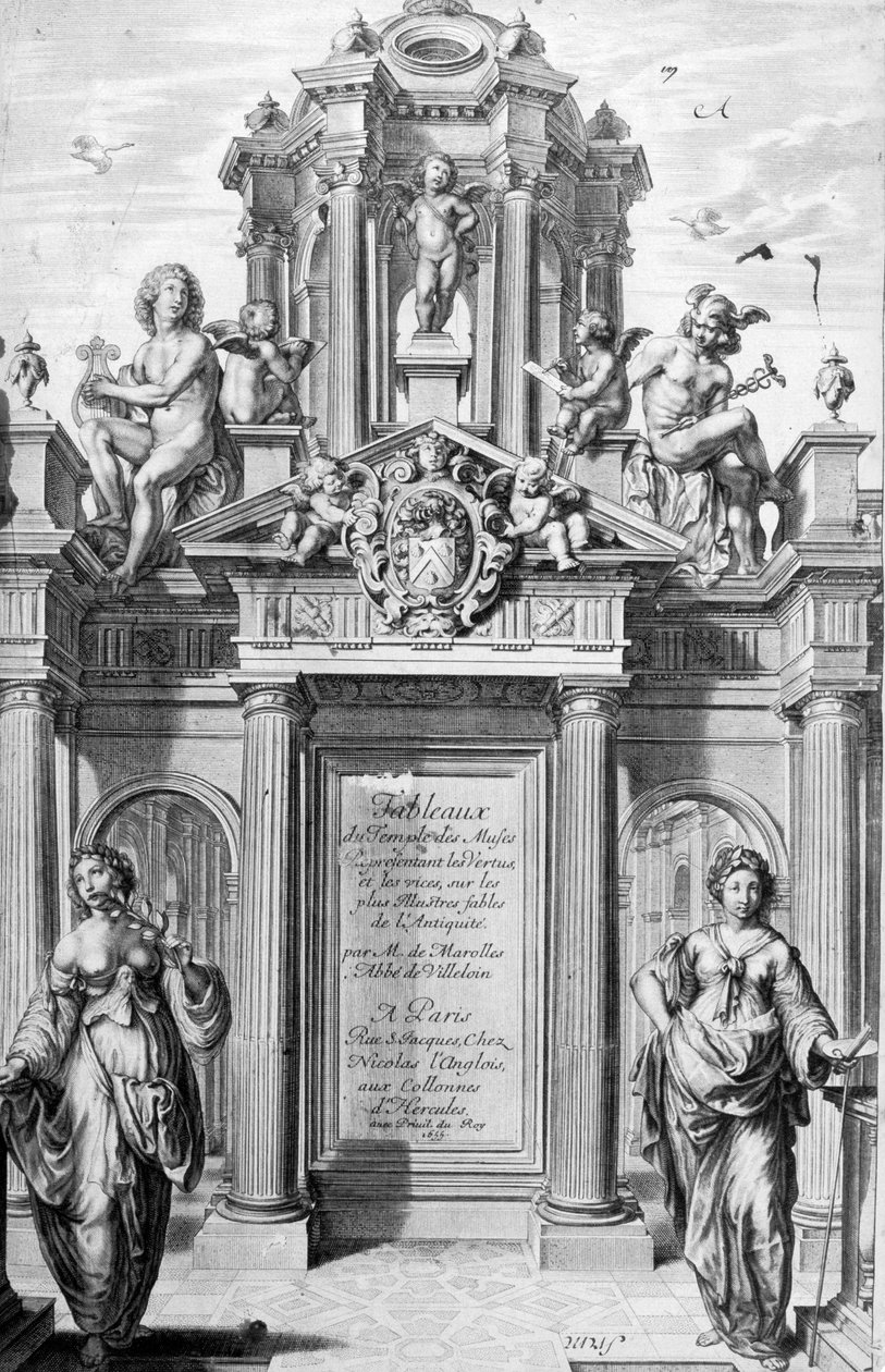 A Tableaux du Temple des Muses homlokzata, 1655. alkotó: Michel de Marolles