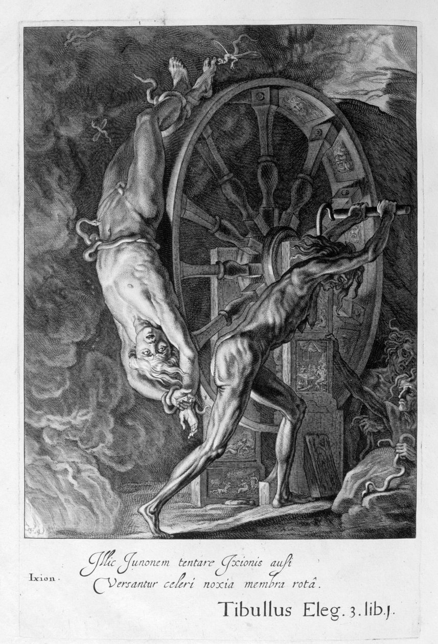 Ixion a Tartarusban a keréken, 1655 alkotó: Michel de Marolles
