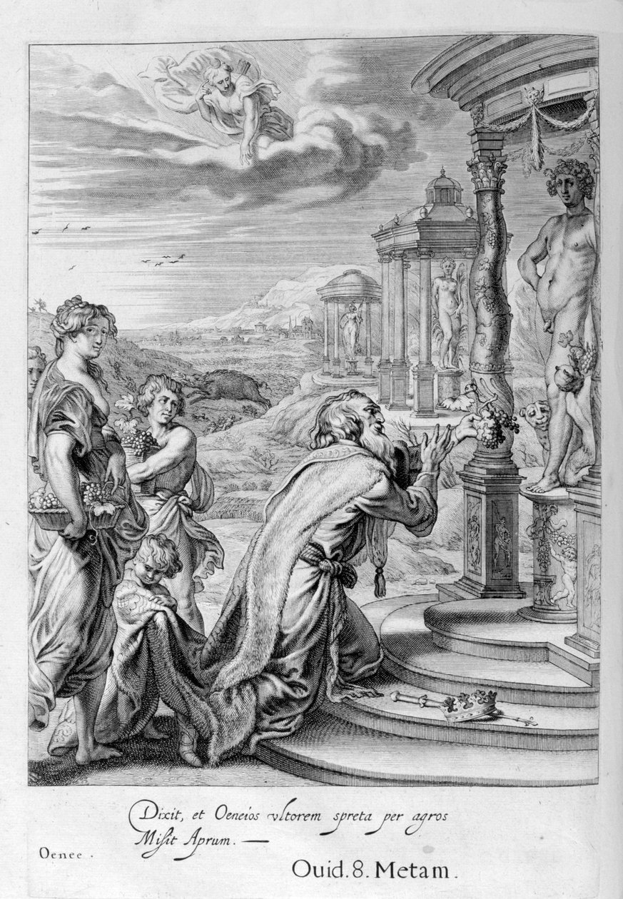 Oeneust, Calydon királyát, aki elhanyagolta Dianát egy áldozatban, megbüntetik istentelensége miatt, 1655 alkotó: Michel de Marolles