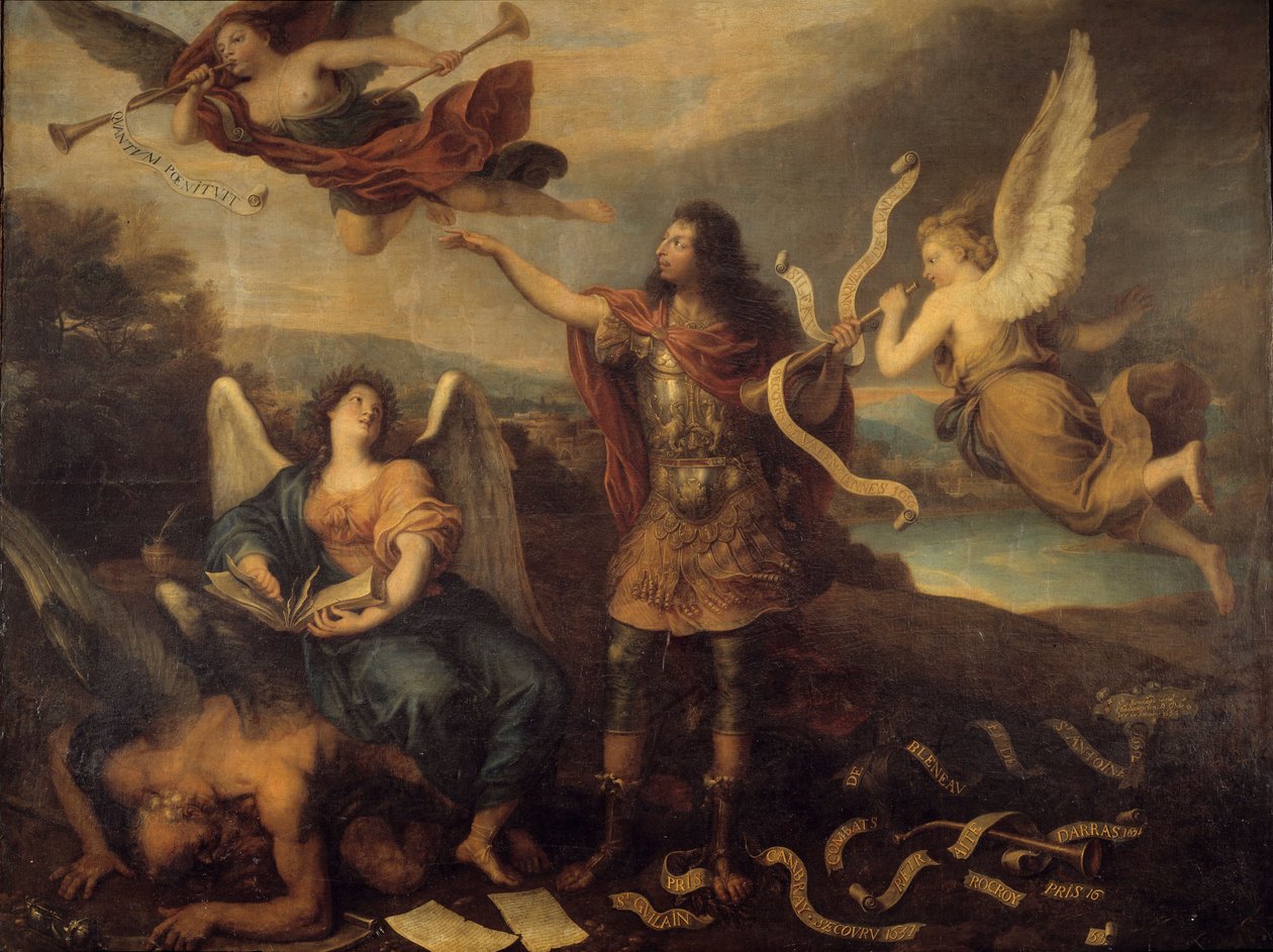 Bűnbánat. Lajos bourbon-condei herceg (Bourbon Conde) allegóriája a Grand Conde (1621-1686) néven. Fiatal Kornéliusz (1642-1708) festménye alkotó: Michel des Gobelins Corneille