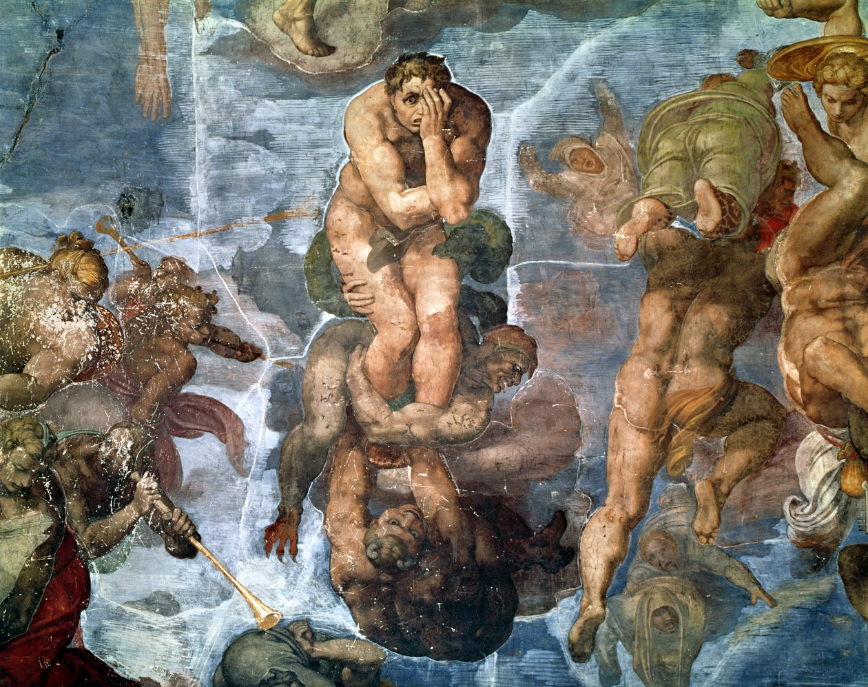 A Sixtus-kápolna: Az utolsó ítélet, részlet az egyik elkárhozottról, 1538-41 alkotó: Michelangelo Buonarroti
