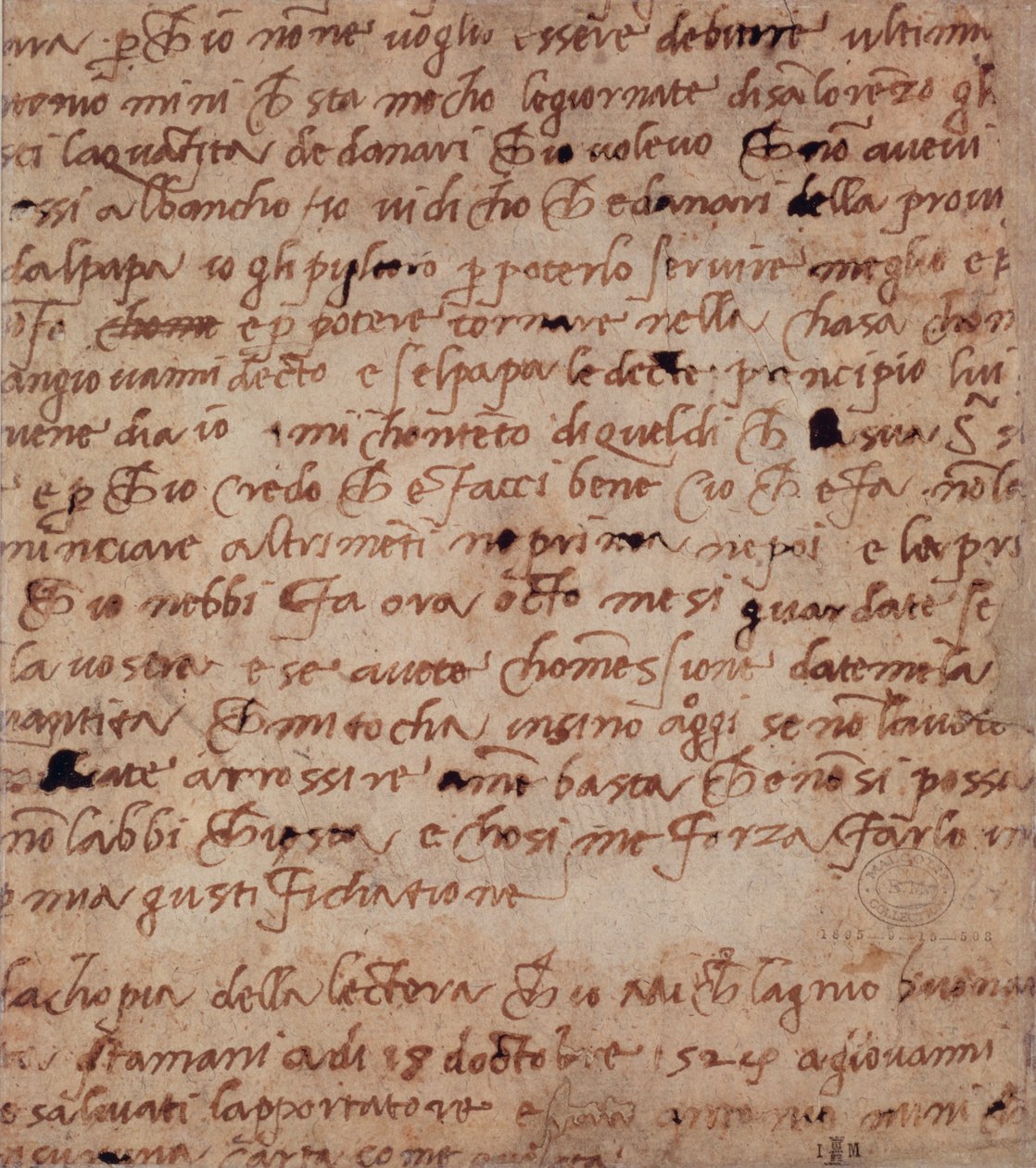 1895-9-15-503 W.34v Kézírás oldala alkotó: Michelangelo Buonarroti