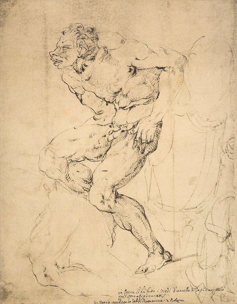 Egy ördög, Michelangelo rajza. Rajzok és nyomatok kabinetje, Uffizi Galéria, Firenze alkotó: Michelangelo Buonarroti