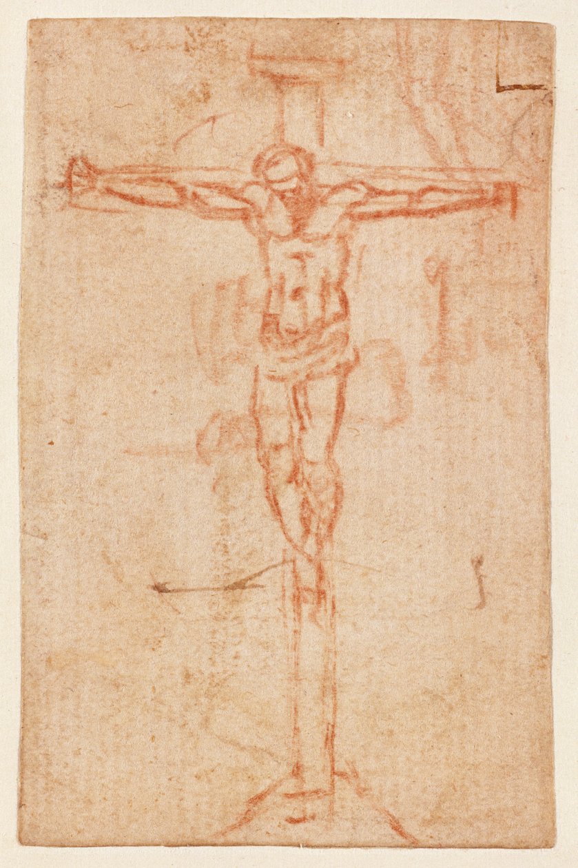Krisztus a kereszten (piros kréta papíron) alkotó: Michelangelo Buonarroti