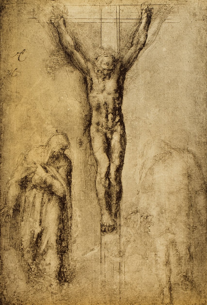 Keresztre feszítés; Michelangelo rajza. Louvre, Párizs alkotó: Michelangelo Buonarroti