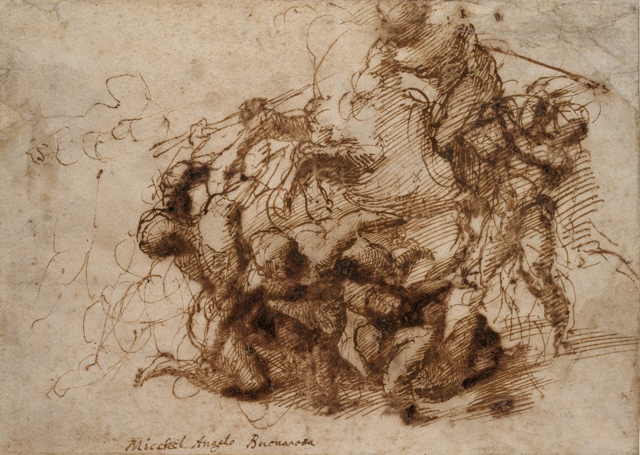 Harctanulmány a „Cascina-csatához”, 1504 alkotó: Michelangelo Buonarroti